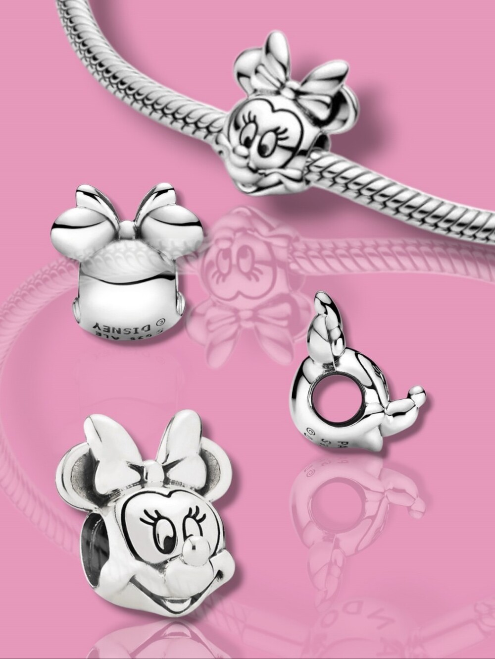 PANDORA Disney Sterling Silver Minnie Mouse Portrait Charm Retired